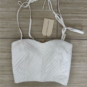 Silvia Tcherassi White Pleated Crop Top